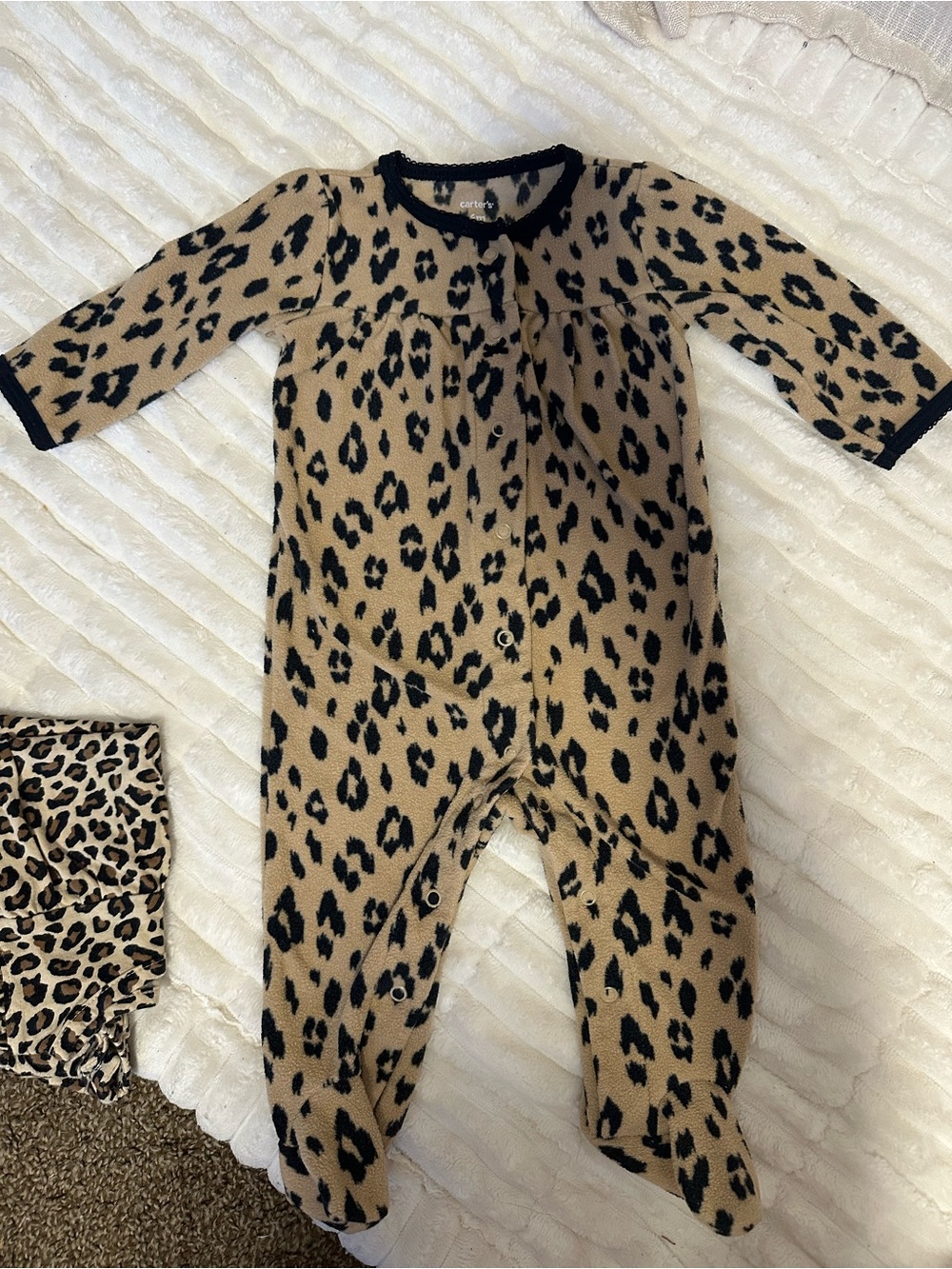 Carters Leopard Print Baby Footed Pajamas and Old Navy Romper Set - Picture 5 of 7